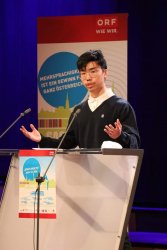 Simon Zhang bei seiner Rede