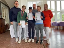 Das Golf-Gewinnerteam der 3B mit Prof. Sychrovsky (Mitte)